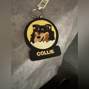 Collie Dog‎ Keychain in Black and Yellow